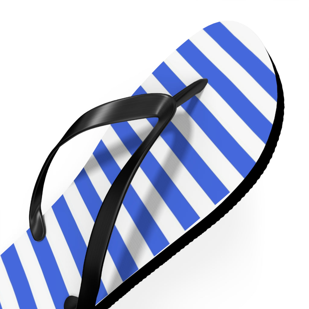 Blue Striped Flip Flops
