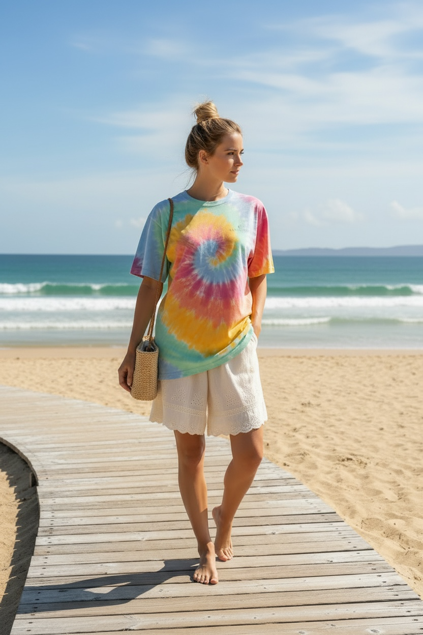 Sherbert Oversized tie-dye t-shirt