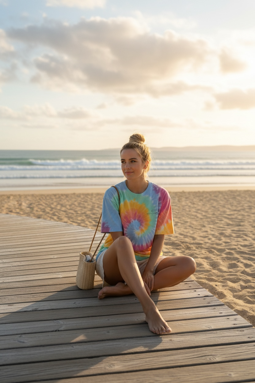 Sherbert Oversized tie-dye t-shirt
