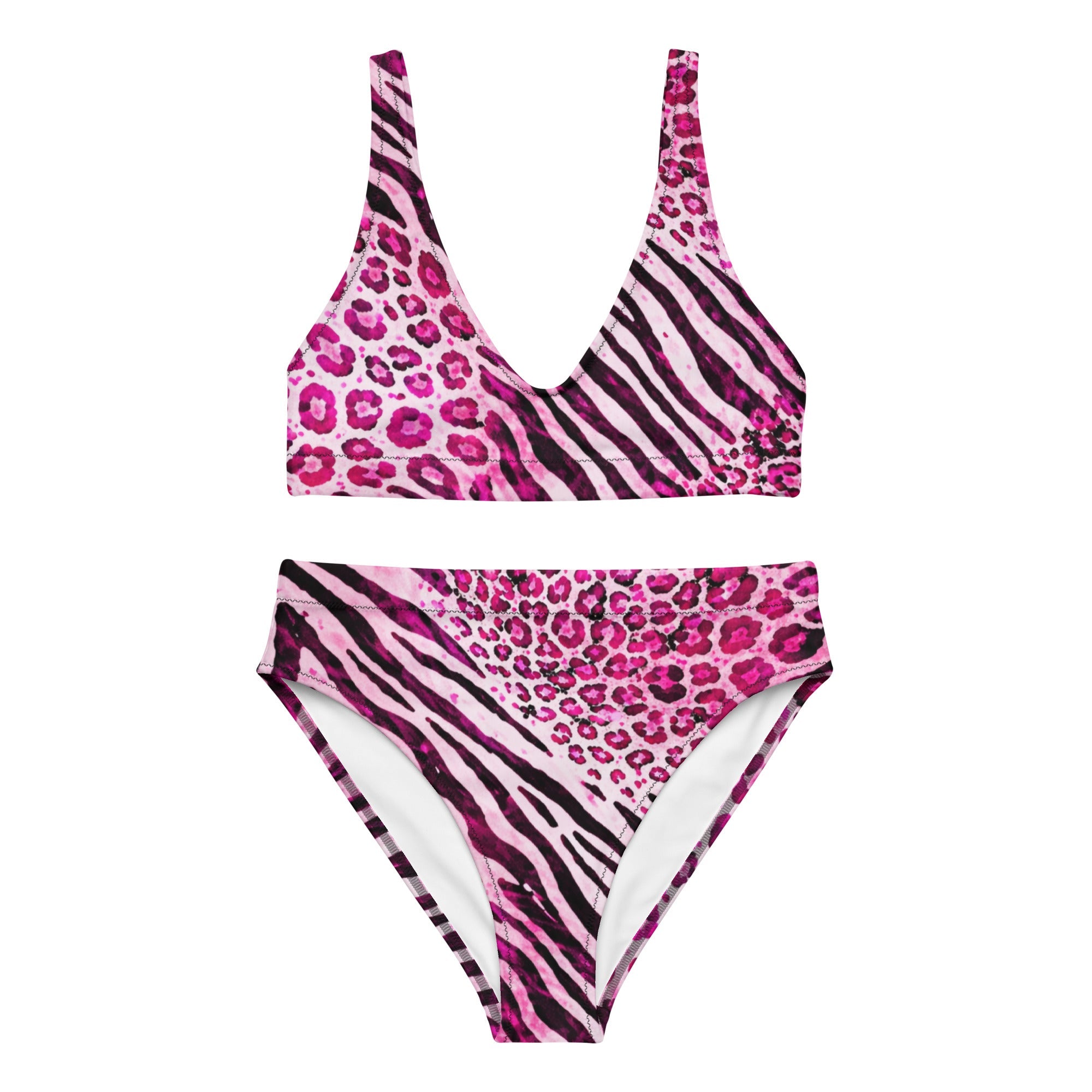 Pink Print high-waisted bikini